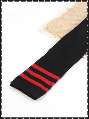 BlissGirl - Over The Knee Stripy Socks - Red and Black / One size - Harajuku - Kawaii - Alternative - Fashion