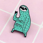 BlissGirl - Party Animal Sloth Pin - Sloth - Harajuku - Kawaii - Alternative - Fashion