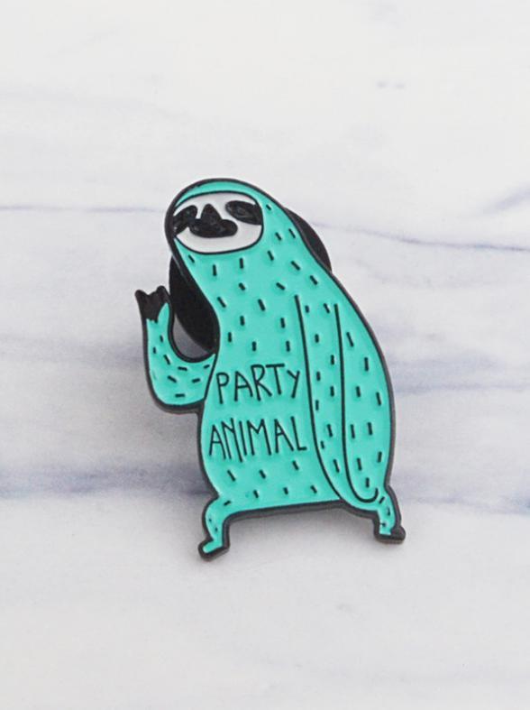 BlissGirl - Party Animal Sloth Pin - Harajuku - Kawaii - Alternative - Fashion