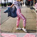 BlissGirl - Pink Striped Jogger Pants - Pink / S - Harajuku - Kawaii - Alternative - Fashion