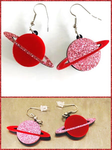 BlissGirl - Planet Sparkles Earrings - Red - Harajuku - Kawaii - Alternative - Fashion