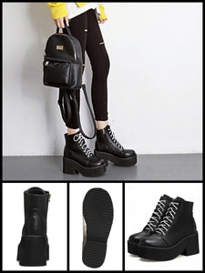 BlissGirl - Platform Chunky Heel Boots - Black / 39 - Harajuku - Kawaii - Alternative - Fashion