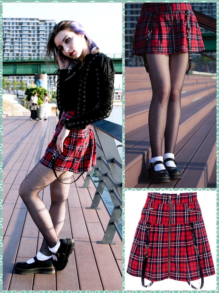 BlissGirl - Punk Plaid Zipper Skirt - M - Harajuku - Kawaii - Alternative - Fashion