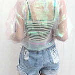 BlissGirl - Rainbow Hologram Transparent Jacket - Harajuku - Kawaii - Alternative - Fashion