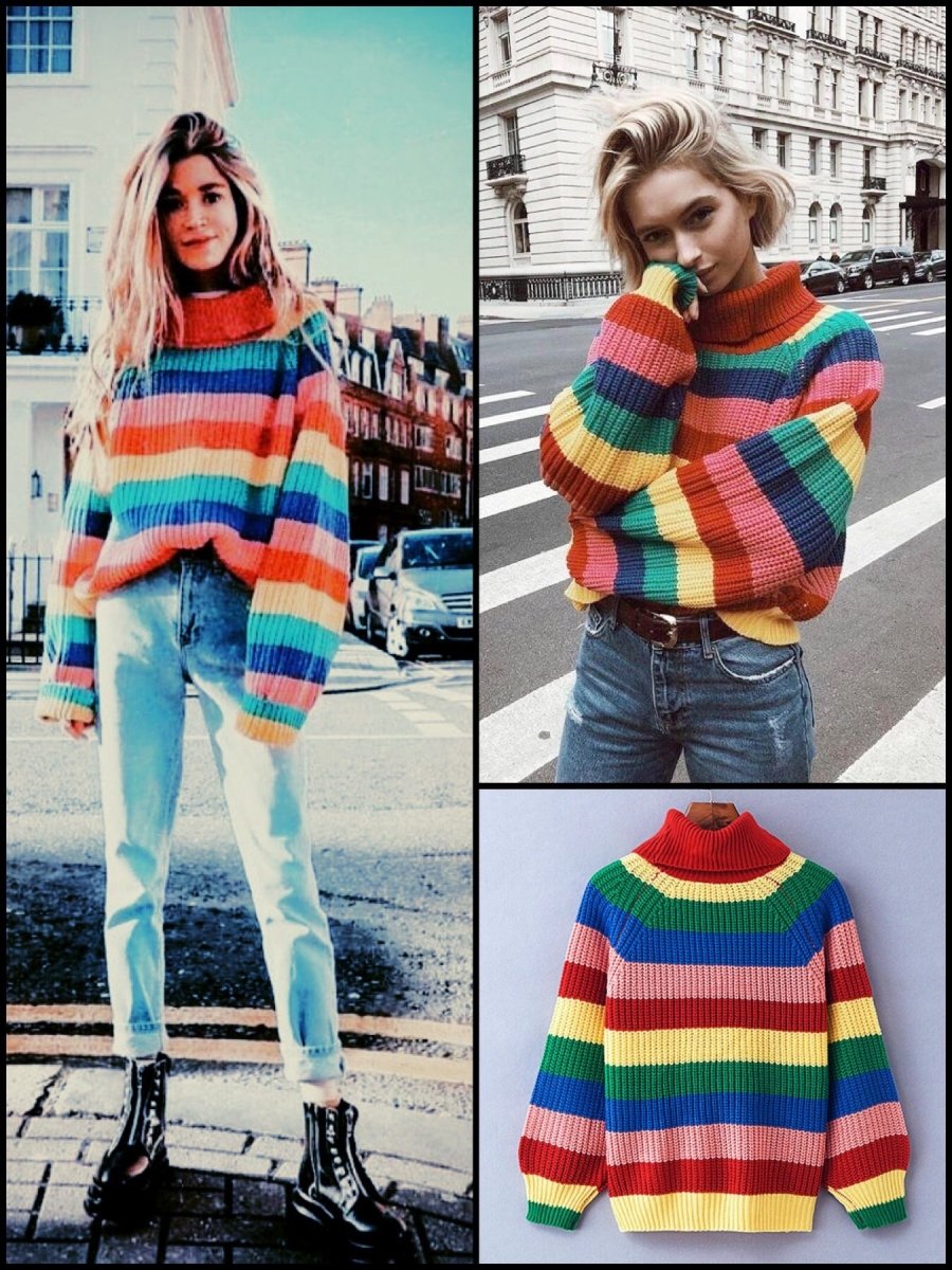 BlissGirl - Rainbow Sweater - One size - Harajuku - Kawaii - Alternative - Fashion