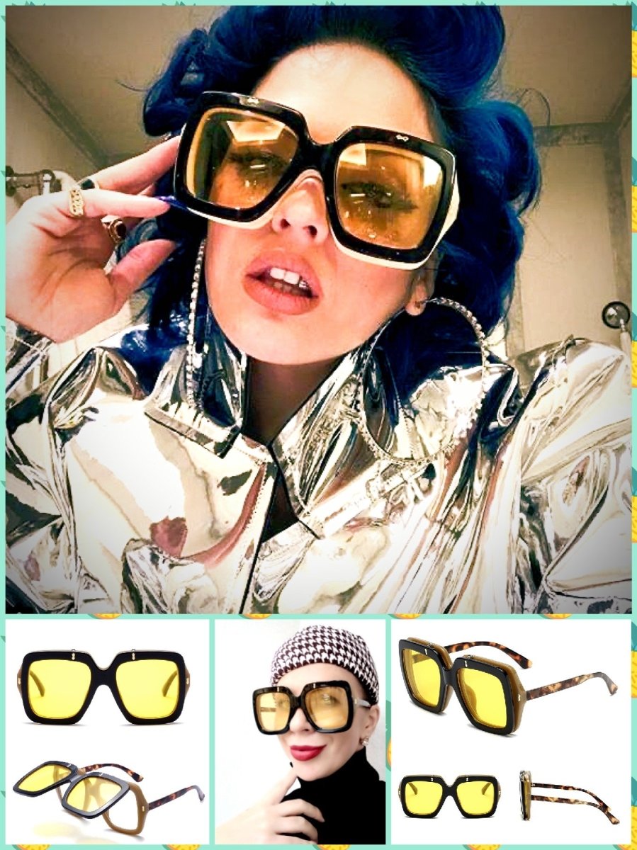 BlissGirl - Retro Flip Sunglasses - Yellow - Harajuku - Kawaii - Alternative - Fashion