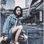 BlissGirl - Retro Oversized Jean Jacket - Blue / M - Harajuku - Kawaii - Alternative - Fashion