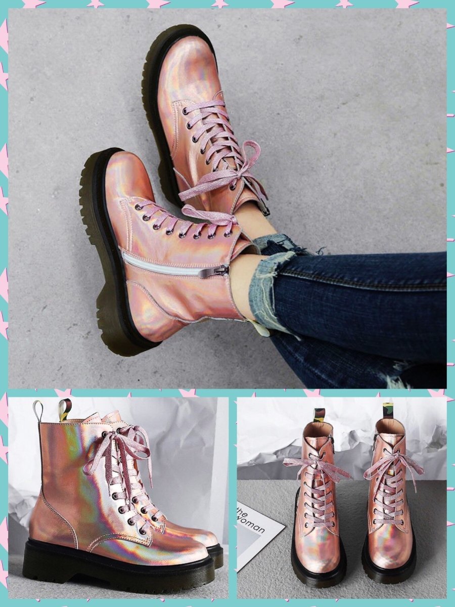 BlissGirl - Shiny Platform Leather Boots - Pink / 38 - Harajuku - Kawaii - Alternative - Fashion