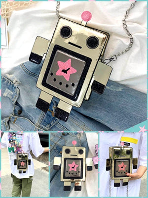 BlissGirl - Shiny Robot Purse - Gold - Harajuku - Kawaii - Alternative - Fashion