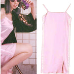 BlissGirl - Silky Side Stripe Slip Dress - Pink / S - Harajuku - Kawaii - Alternative - Fashion