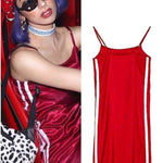 BlissGirl - Silky Side Stripe Slip Dress - Red / S - Harajuku - Kawaii - Alternative - Fashion
