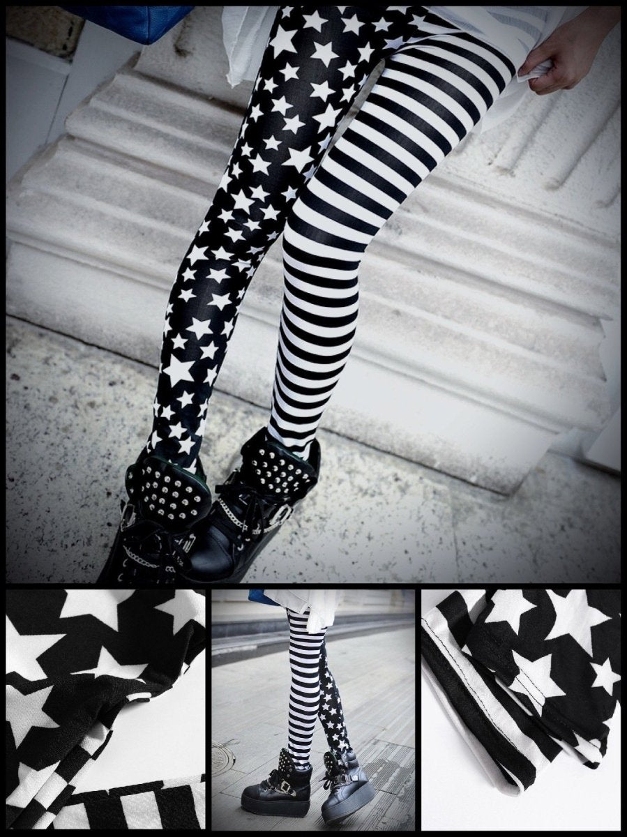 BlissGirl - Stars & Stripes Leggings - XS - Harajuku - Kawaii - Alternative - Fashion