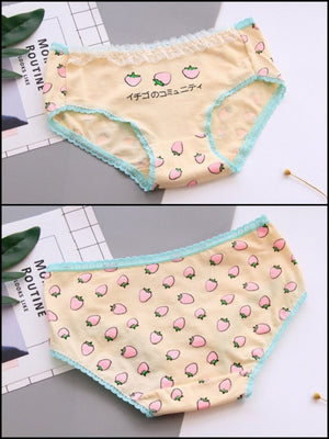 BlissGirl - Strawberry Lace Panties - Peach / M-XL - Harajuku - Kawaii - Alternative - Fashion
