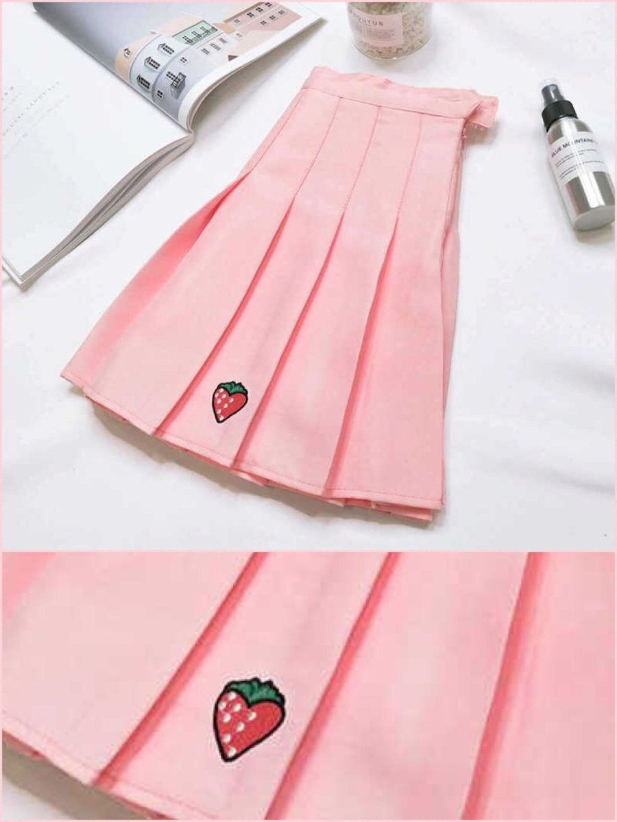 BlissGirl - Strawberry Pleated Skirt - Harajuku - Kawaii - Alternative - Fashion