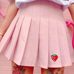 BlissGirl - Strawberry Pleated Skirt - Pink / S - Harajuku - Kawaii - Alternative - Fashion