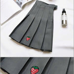 BlissGirl - Strawberry Pleated Skirt - Gray / S - Harajuku - Kawaii - Alternative - Fashion