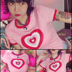 BlissGirl - Sweet Kawaii Heart Crop Tee - Pink / S - Harajuku - Kawaii - Alternative - Fashion