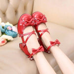 BlissGirl - Sweet Lolita Chunky High Heel Shoes With Rhinestone Bow - Red / 4 - Harajuku - Kawaii - Alternative - Fashion