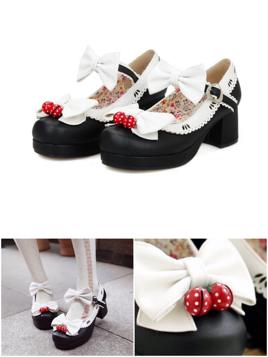 BlissGirl - Sweet Strawberry Bell Shoes - Black / 39 - Harajuku - Kawaii - Alternative - Fashion