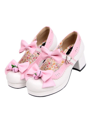 BlissGirl - Sweet Strawberry Bell Shoes - White / 40 - Harajuku - Kawaii - Alternative - Fashion
