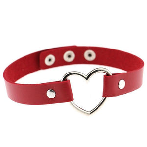 Leather Heart Choker Necklace BlissGirl